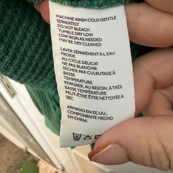 Anthropologie Saturday Sunday Aliana Green Waffle Knit Top Tie Sides Size XS - Picture 6 of 8